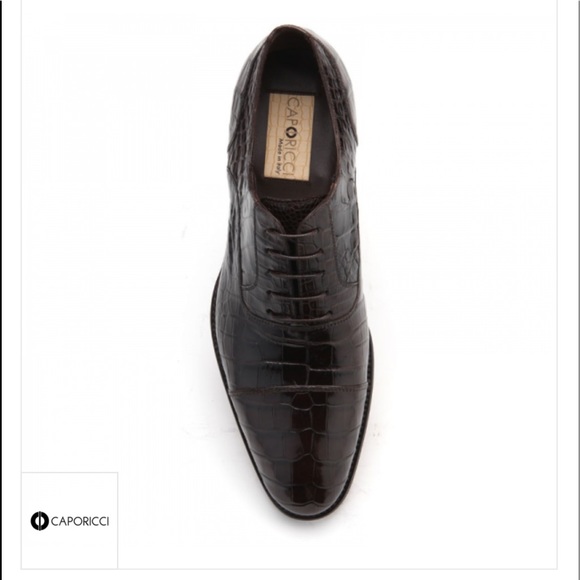 Caporicci 1102 Genuine Alligator Cap Toe Shoes Dark Brown - Picture 4 of 4